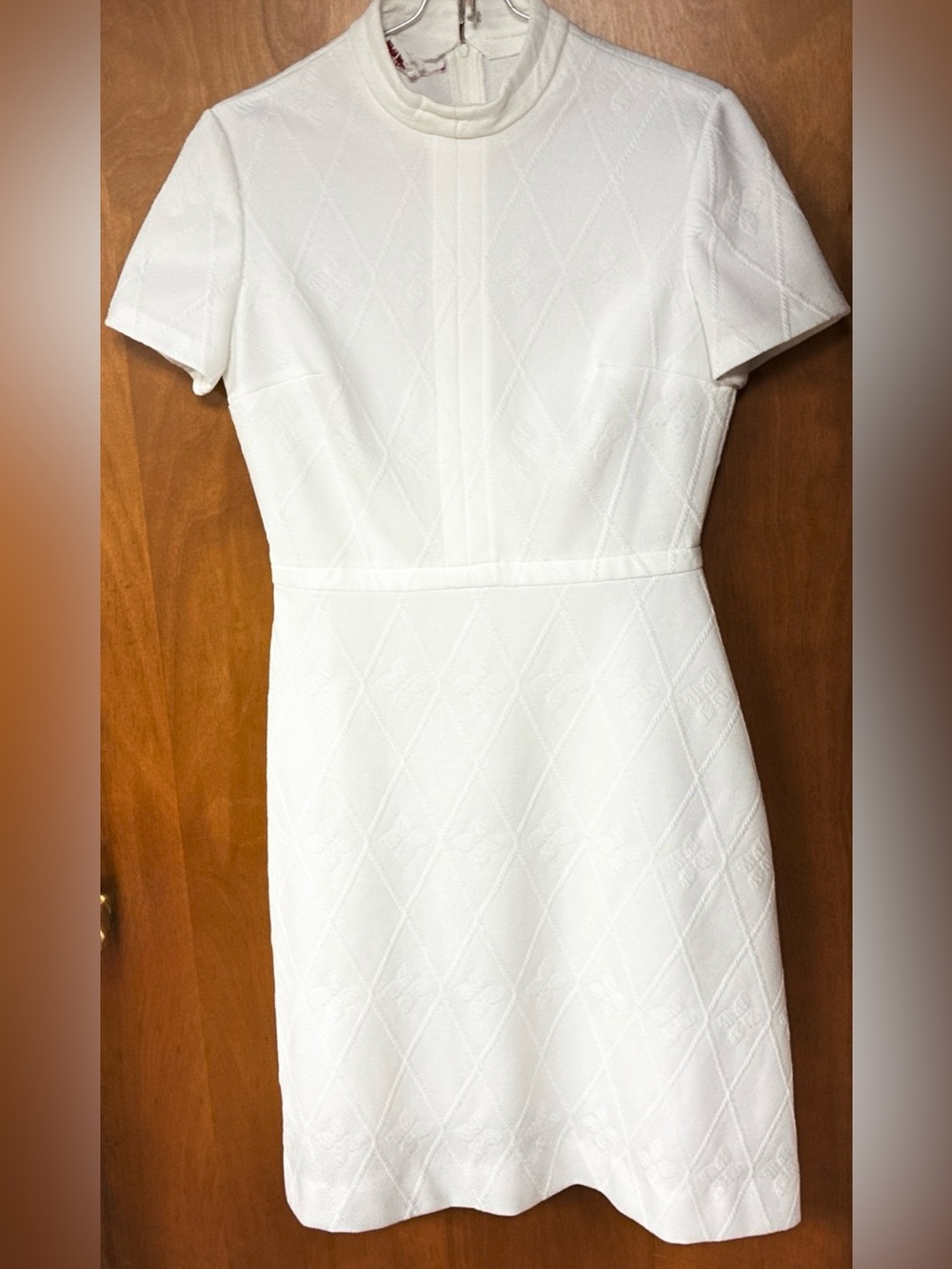 Vintage 60s 70s White Mod Textured Knit Dress Kay Windsor Jackie O EST Sz small